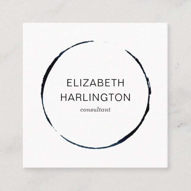 Black and white modern elegant simple minimalist square business card (Front)