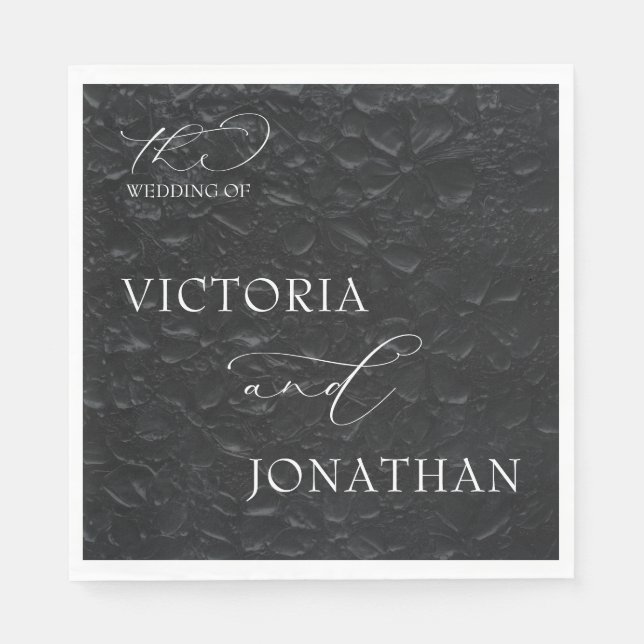 Black And White Modern Elegant Wedding Napkin (Front)
