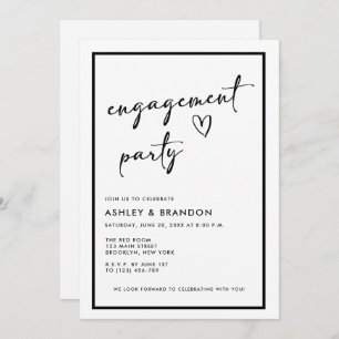 Black and White Modern Engagement Party Invitation