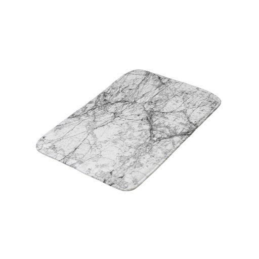 Image of Black and White Modern Faux Marble Pattern Bath Mat