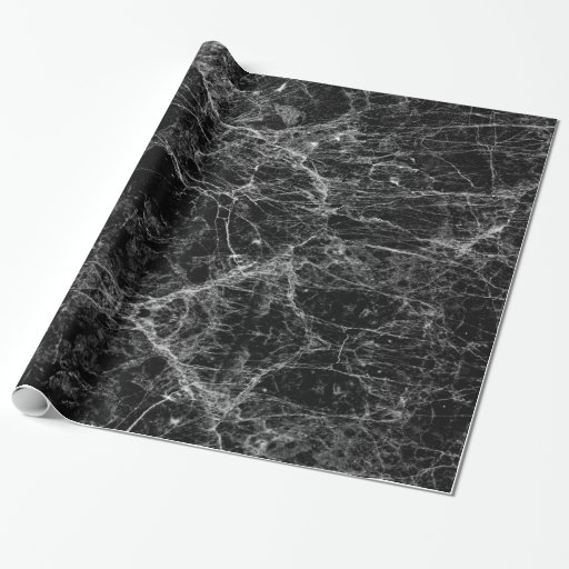 Image of Black and White Modern Faux Marble Pattern Wrapping Paper