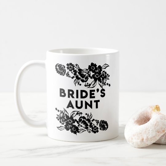 Black and White Modern Floral Accent Bride's Aunt Coffee Mug