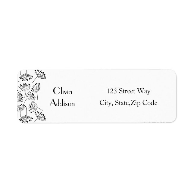 Black and White Modern Floral Dandelion Simple (Front)