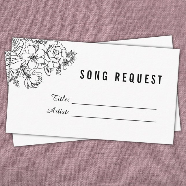 Black and white modern floral song request card (Creator Uploaded)