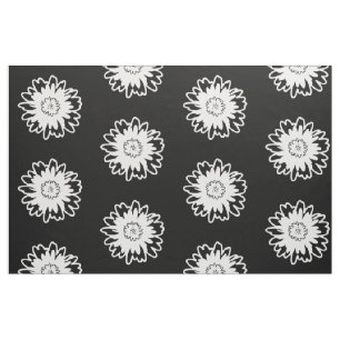 Black and White Modern Flower Fabric