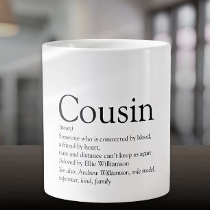 Black and White Modern Fun Cool Cousin Definition Large Coffee Mug