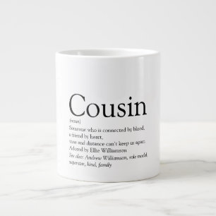 Black and White Modern Fun Cool Cousin Definition Large Coffee Mug