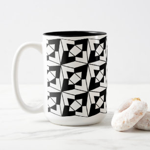 Black and White Modern Geometric  Two-Tone Coffee Mug