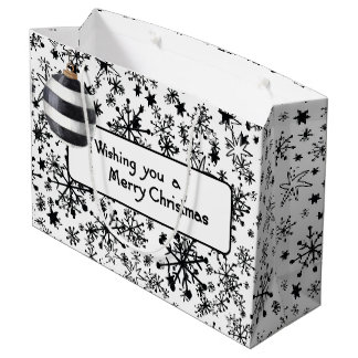 Black and White Modern Gift Bag for Christmas