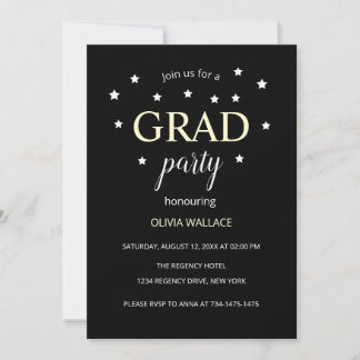 Black and White Modern Graduation Party Invitation