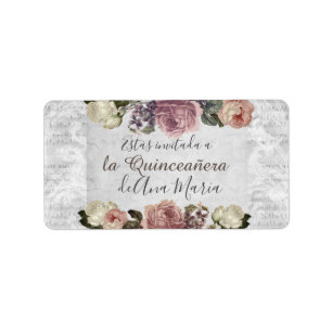 Black and white modern grey, victorian Quinceanera Label