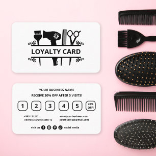 Black And White Modern Hairdresser Loyalty Card