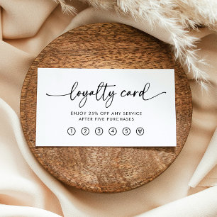 Black and White   Modern Handwritten Script Loyalty Card