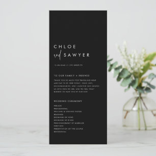 Black and White Modern Handwritten Script Wedding Programme