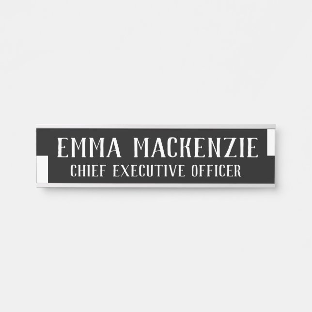 Black and White Modern Hanging Door Name Plate (Front)