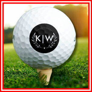 Black and White   Modern Initials Monogram Golf Balls