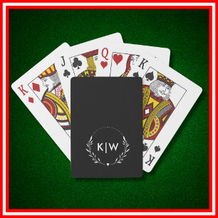 Black and White Modern Initials Monogram Playing Cards