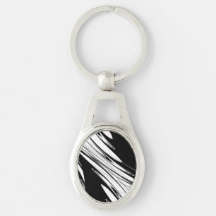 Black and White Modern Key Ring