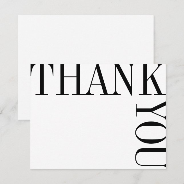 Black and White Modern Large Text Thank You Note Card (Front/Back)