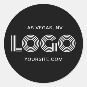 Black and White Modern Logo Promo Classic Round Sticker