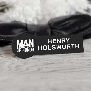 Black and White Modern Man of Honour Name Tag