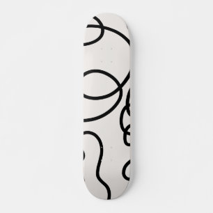 Black And White Modern Minimal Line Brush Strokes Skateboard