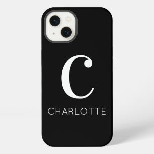 Black and white modern minimal monogram name iPhone 13 case