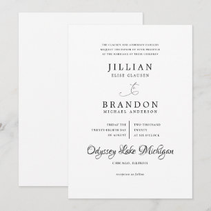 Black and White Modern Minimal Typography Wedding Invitation