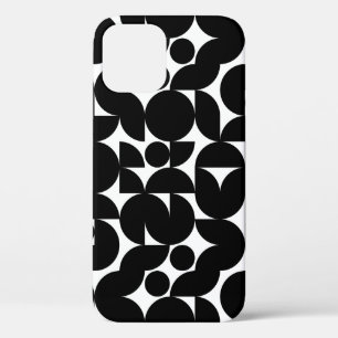 Black and white modern minimalism pattern iPhone 12 case