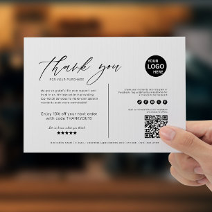 Black And White Modern Minimalist Business Thank You Card