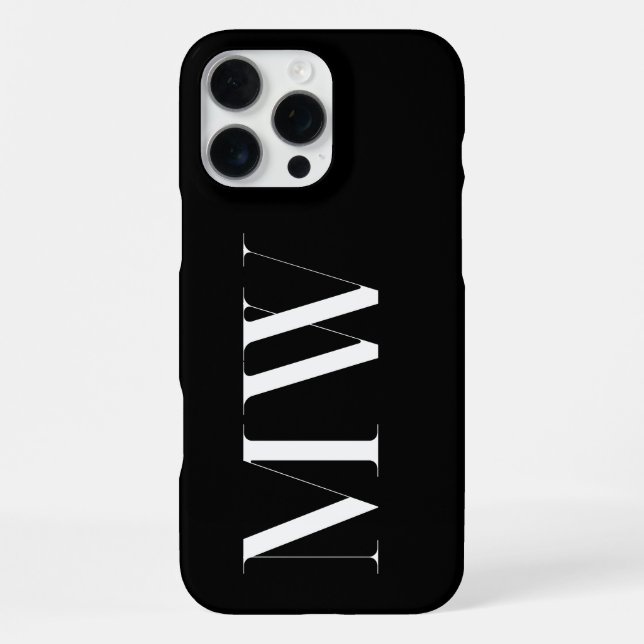 Black and White Modern Minimalist Initial Monogram iPhone Case (Back)