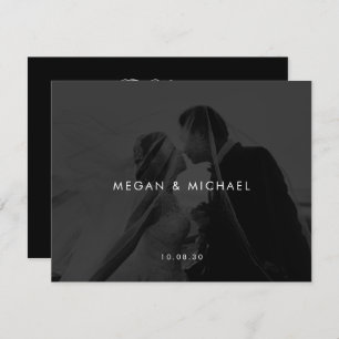 Black and white modern minimalist photo wedding invitation