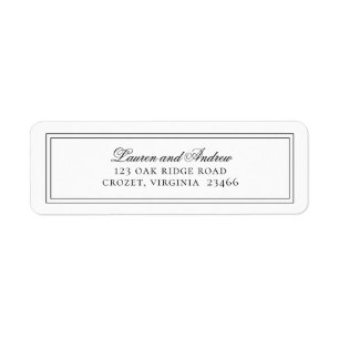 Black and White Modern Minimalist Return Address
