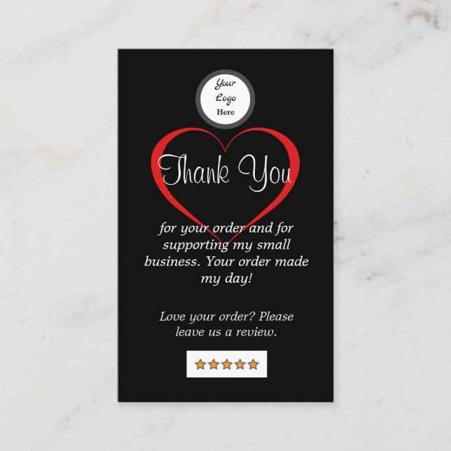 Black and White Modern Minimalist Thank You Business Card (Front)