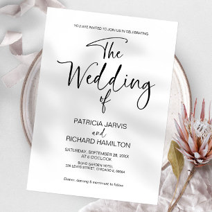 Black And White Modern Minimalist Wedding Invitation
