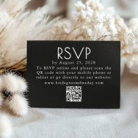 Black and White Modern Minimalist Wedding QR RSVP