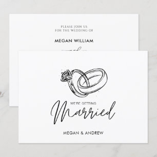 Black and white Modern minimalist wedding ring  Invitation