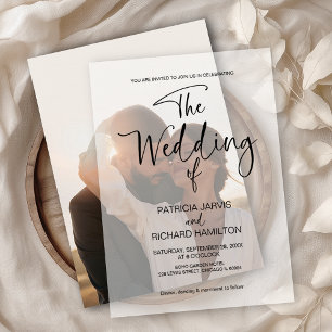 Black And White Modern Minimalist Wedding Vellum Invitations