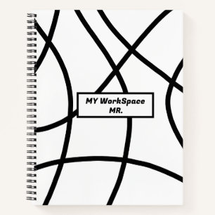 black and white Modern Minimalistic Abstract Notebook