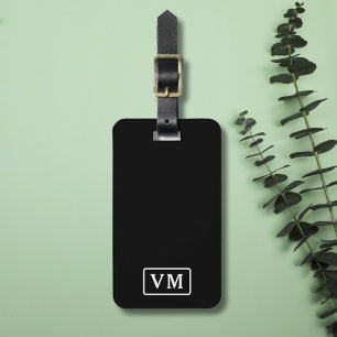 Black and White Modern Monogram Custom Luggage Tag