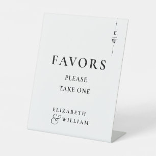 Black And White Modern Monogram Favours Wedding Pedestal Sign