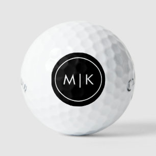 Black and White   Modern Monogram Golf Balls