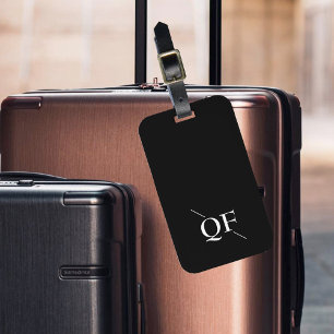 Black and White Modern Monogram Luggage Tag