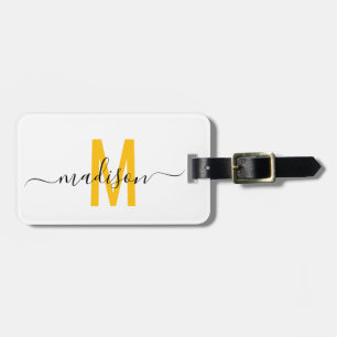 Black and White Modern Monogram Luggage Tag