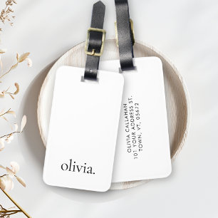 Black and White Modern Monogram Name Simple Luggage Tag