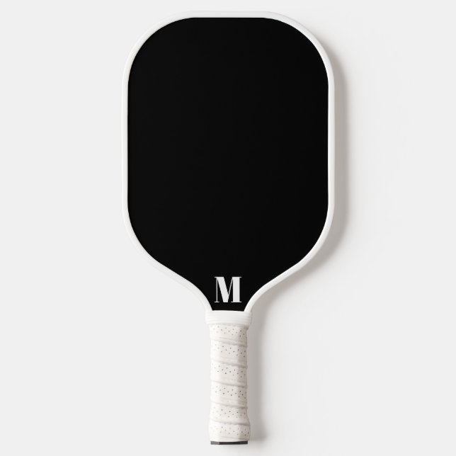 Black and White Modern Monogram Pickleball Paddle (Front)