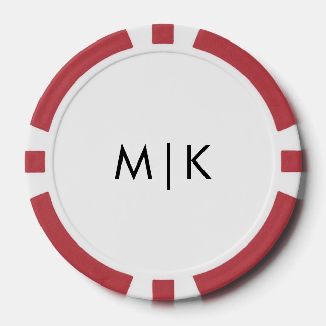 Black and White | Modern Monogram Poker Chips (Front)