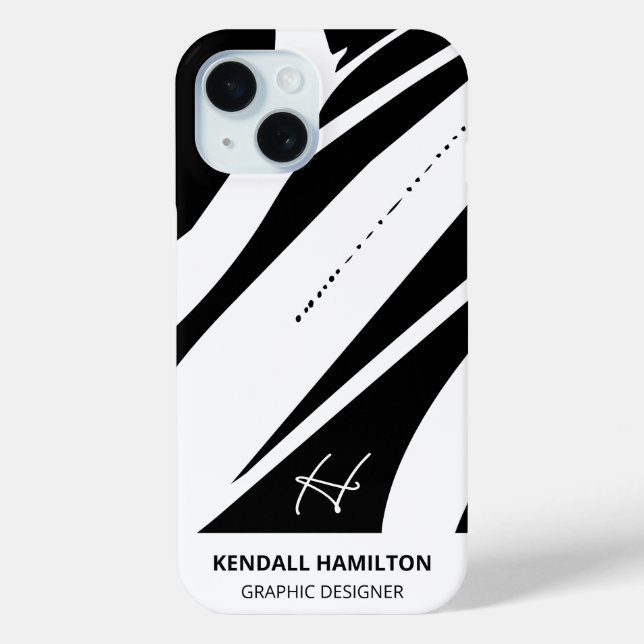 Black and White Modern Monogram Stylish Abstract  Case-Mate iPhone Case (Back)
