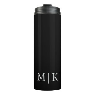 Black and White Modern Monogram Thermal Tumbler