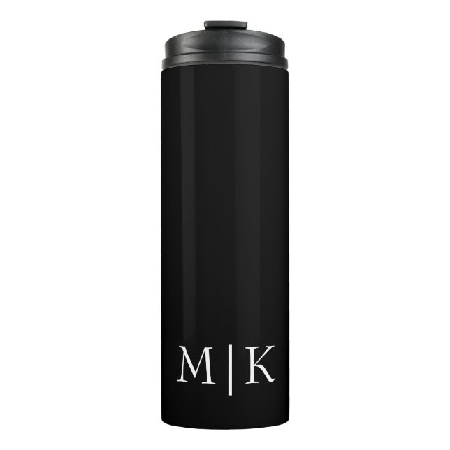 Black and White | Modern Monogram Thermal Tumbler (Front)